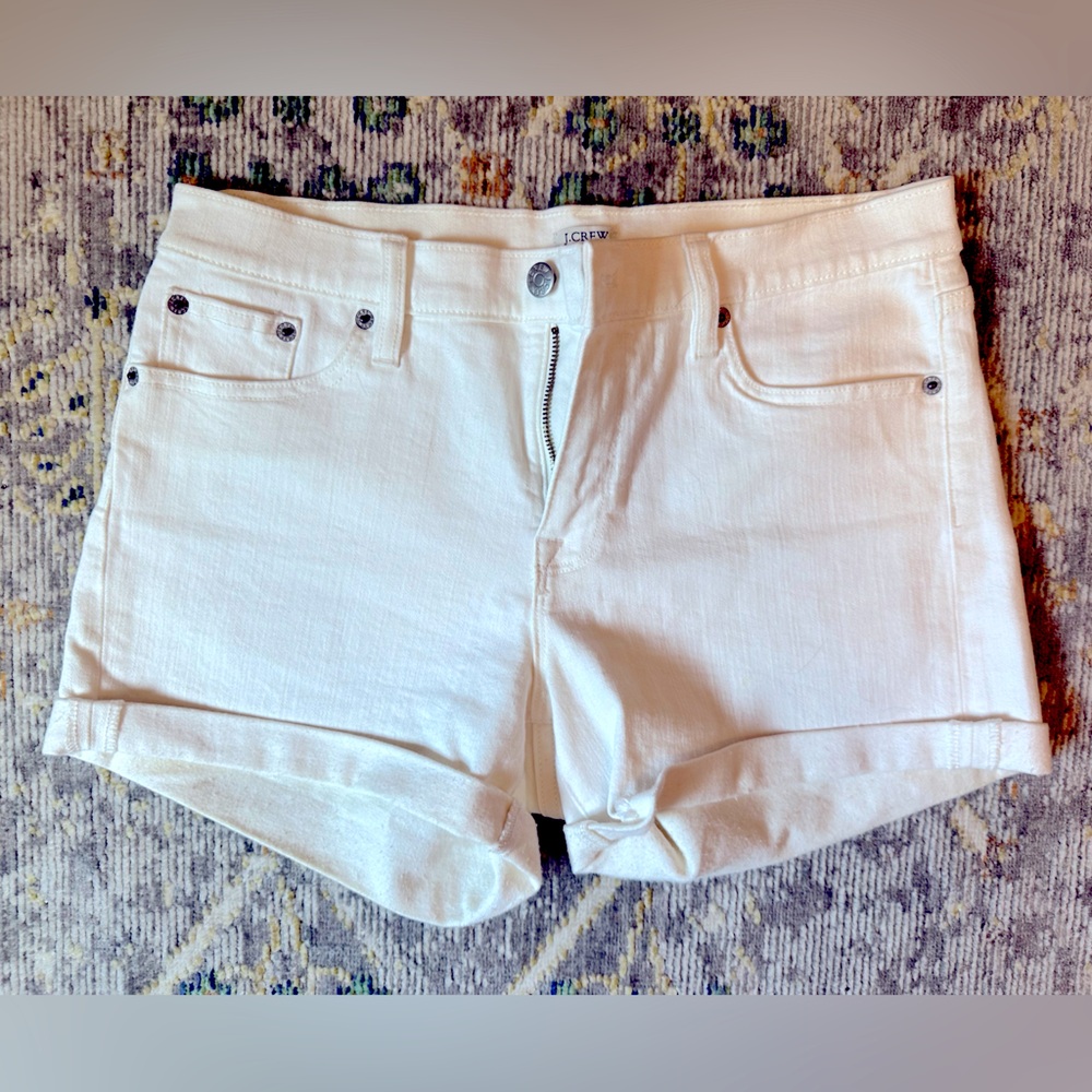 JCrew white denim shorts, size 28